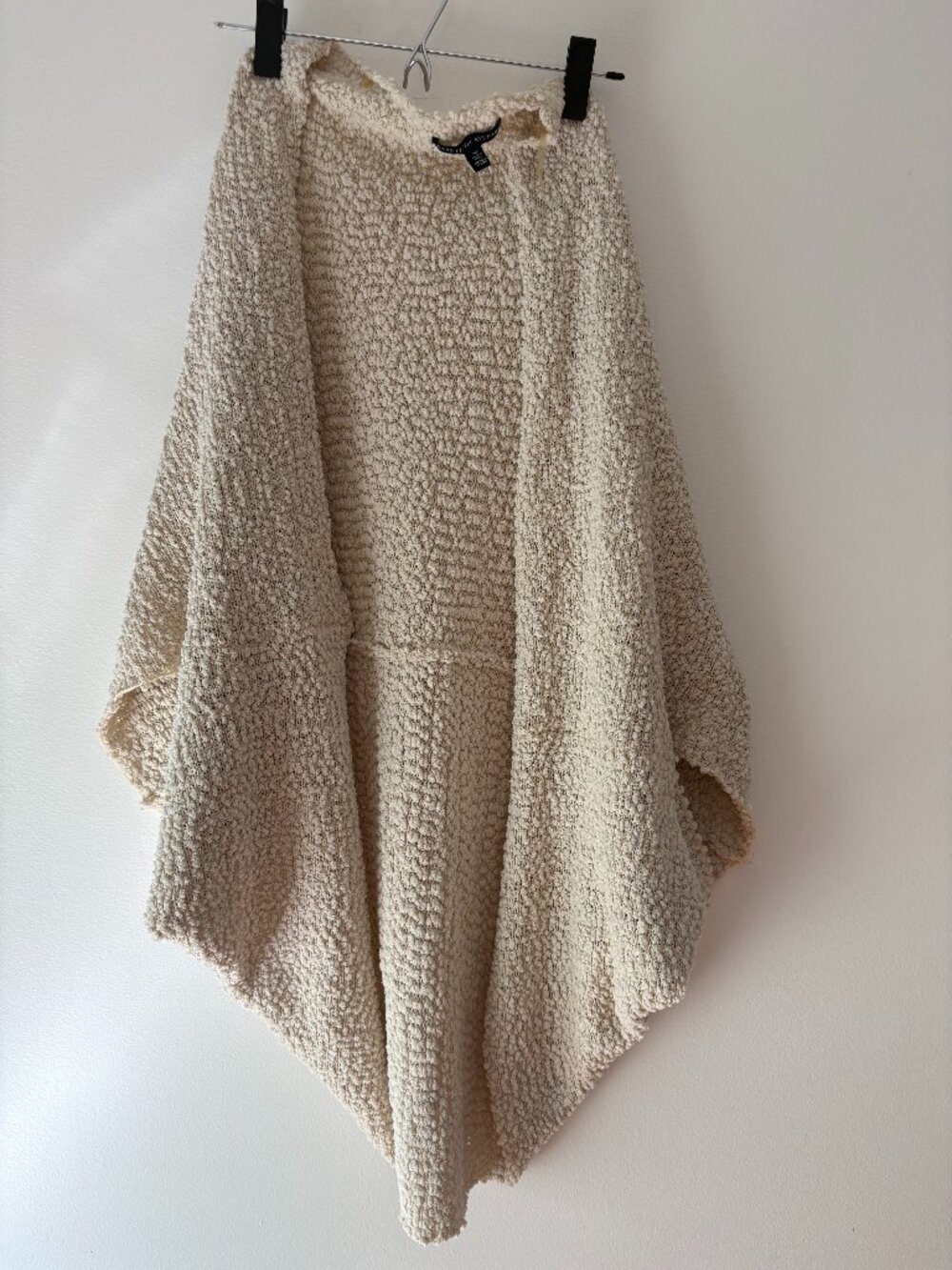 Saks Fifth Avenue Bouclé Knit Cocoon Cardigan Small Cream Popcorn Shrug Nubby